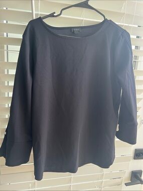 Ann Taylor Black Boatneck Long Sleeve Top